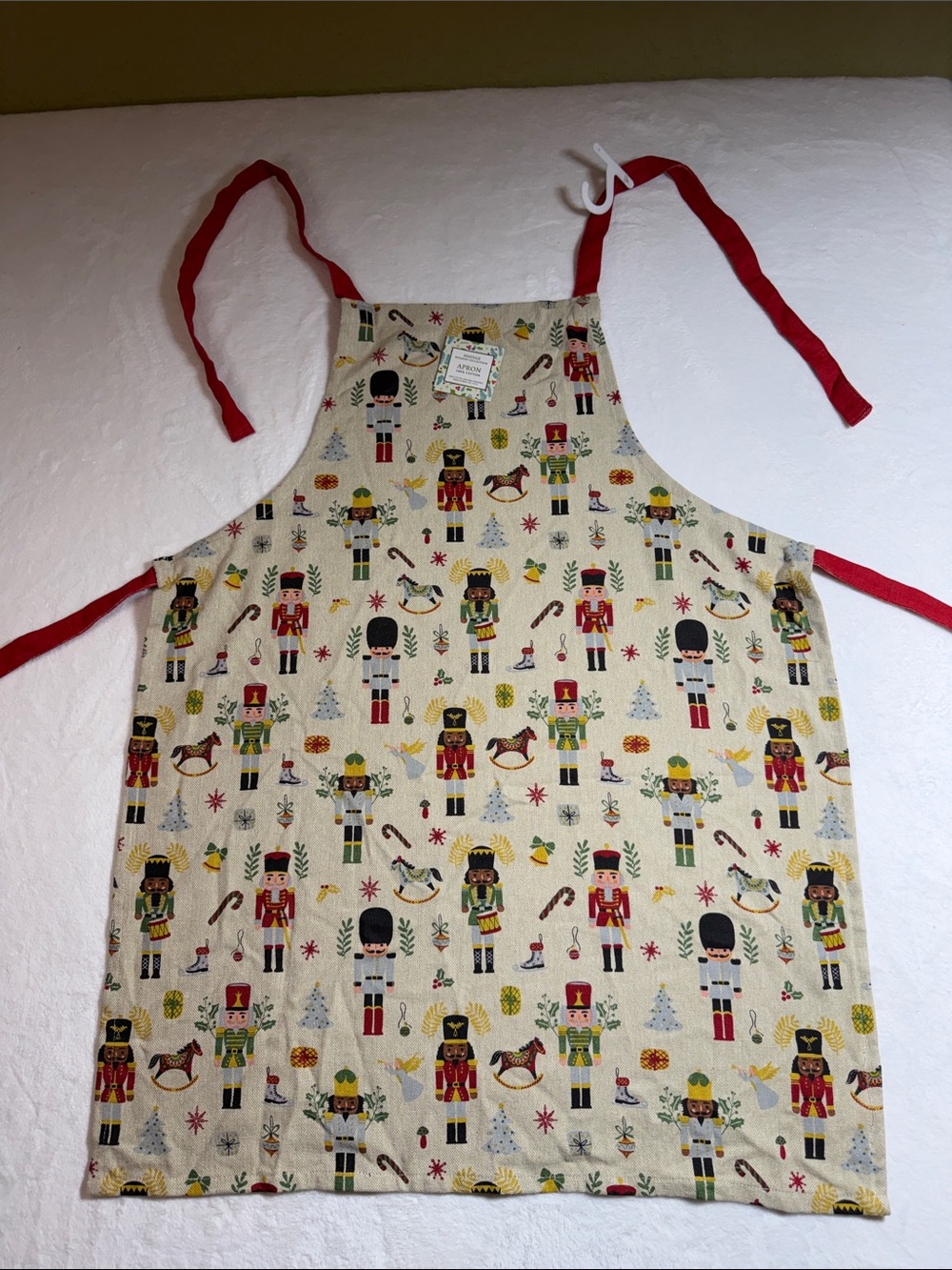 Envogue Nutcracker Holiday Women’s Bib Apron with Red Ties